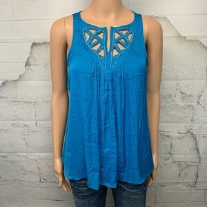 NWT a.n.a. top Blue with Beaded neckline